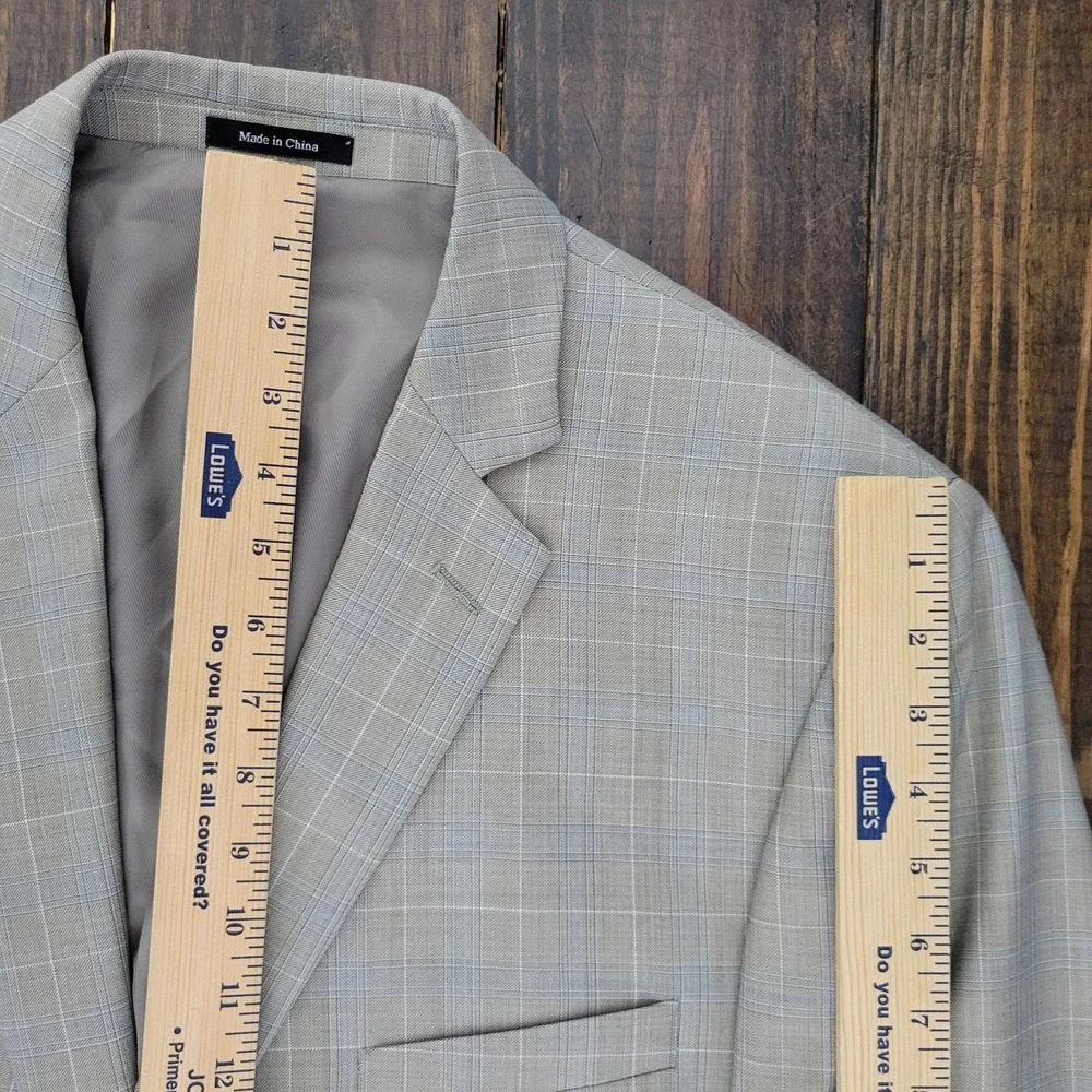 Pronto Uomo Platinum Men's Sport Coat Blazer Two Button Beige Plaid Size 46R‎